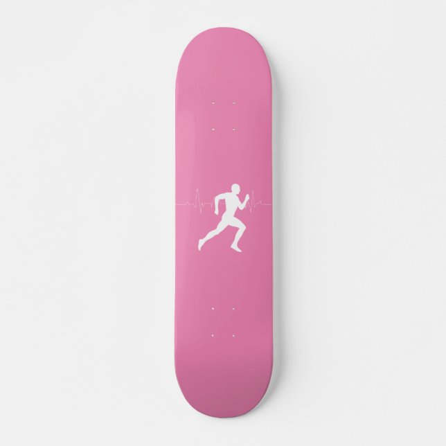 Runner Silhouette With Heart Beat Line  Skateboard (Vorne)