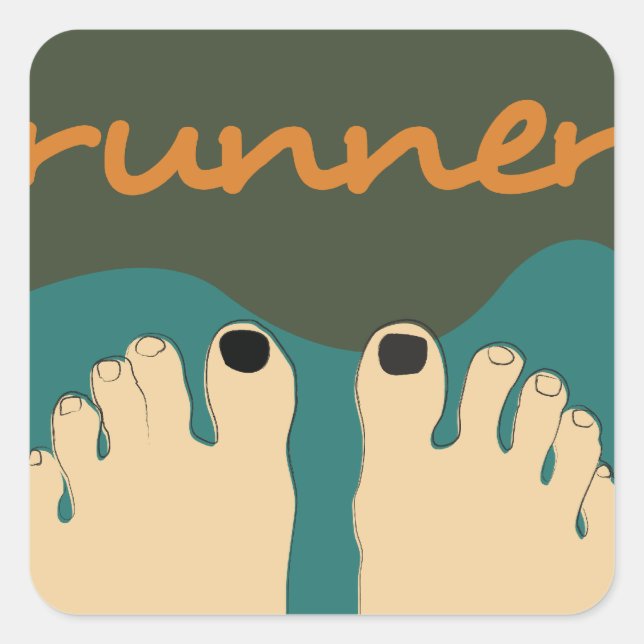 Runner Toes Quadratischer Aufkleber (Vorderseite)