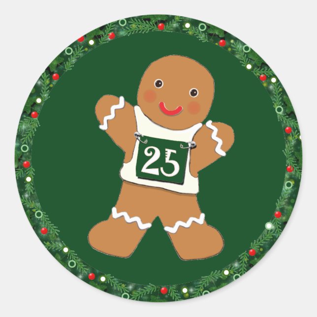 Runner-Weihnachtsfeiertag Runder Aufkleber (Vorderseite)