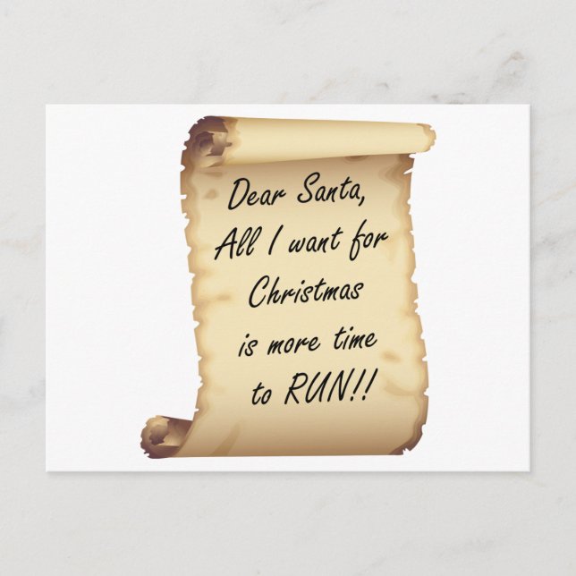 RunnerChick Dear Santa Feiertagspostkarte (Vorderseite)