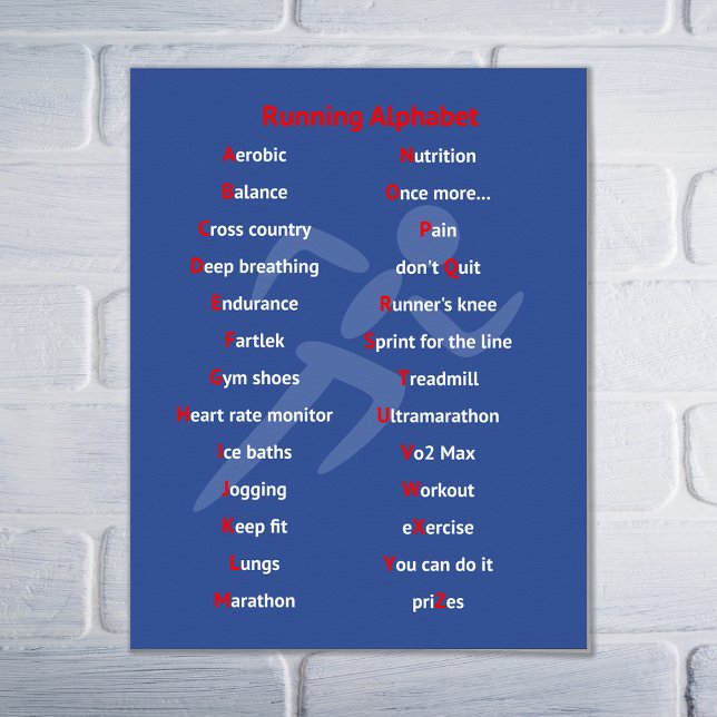 Running alphabet blue motivierend poster (Von Creator hochgeladen)