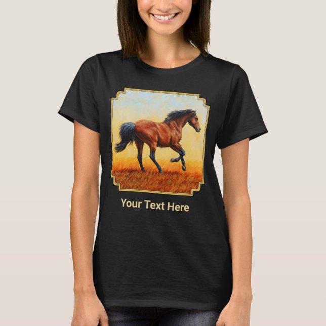 Running Bay Mustang Wild Horse T-Shirt (Vorderseite)