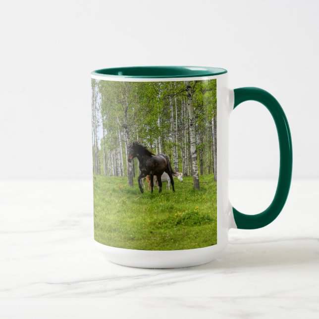 Running Black Thoroughbred Percheron Horse Foto 4 Tasse (Rechts)