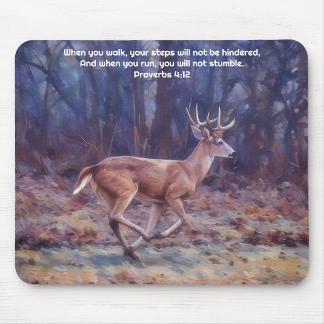 Running Buck Deer Nature Faith Proverbs Mouse Pad Mousepad (Vorne)