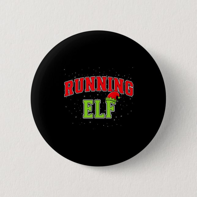 Running Elf Christmas Family Matching Group Xmas R Button (Vorderseite)