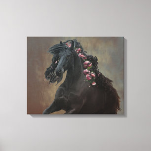 Running Friesian - Wrapped Canvas Leinwanddruck