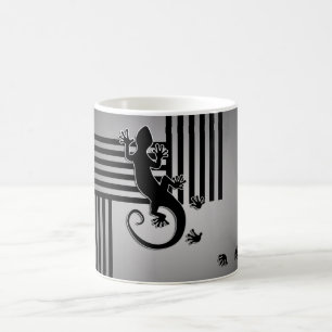 Running Gecko - Schwarz-Weiß-Streifen glänzen Kaffeetasse
