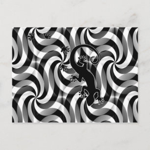 Running Gecko - Wirbel schwarz und weiß Postkarte
