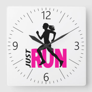 Running Girl Quadratische Wanduhr