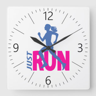 Running Girl Quadratische Wanduhr