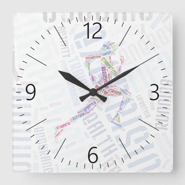 Running Girl Quadratische Wanduhr (Vorderseite)