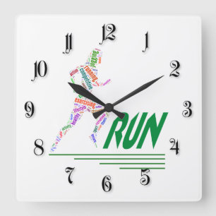 Running girl quadratische wanduhr