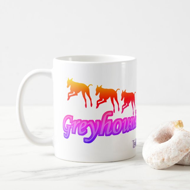 Running Greyhounds Rainbow Personalisiert Kaffeetasse (Mit Donut)