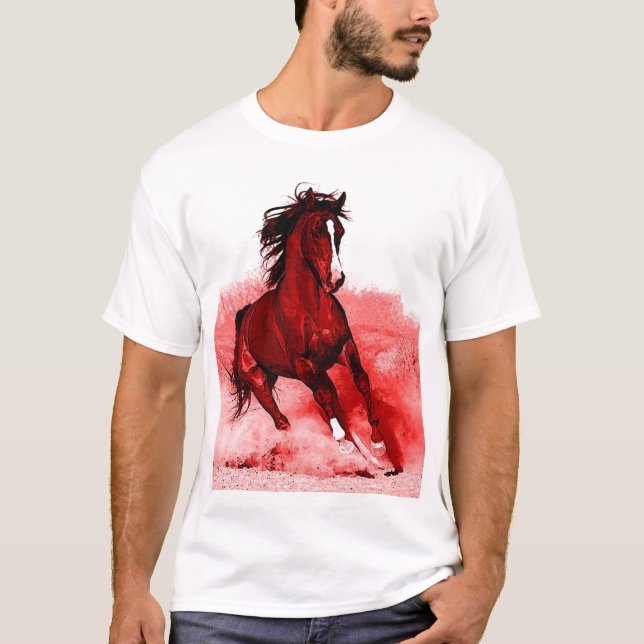 Running Horse Browny Red Artwork T-Shirt (Vorderseite)