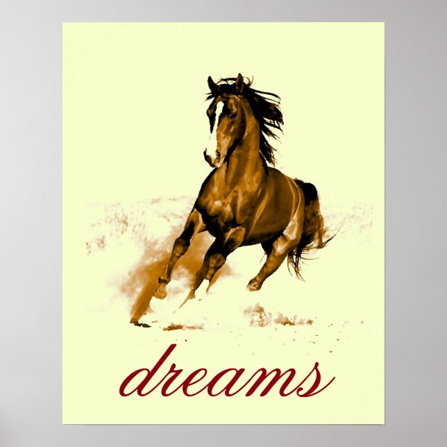 Running Horse Dreams Motivational Artwork Poster (Vorne)