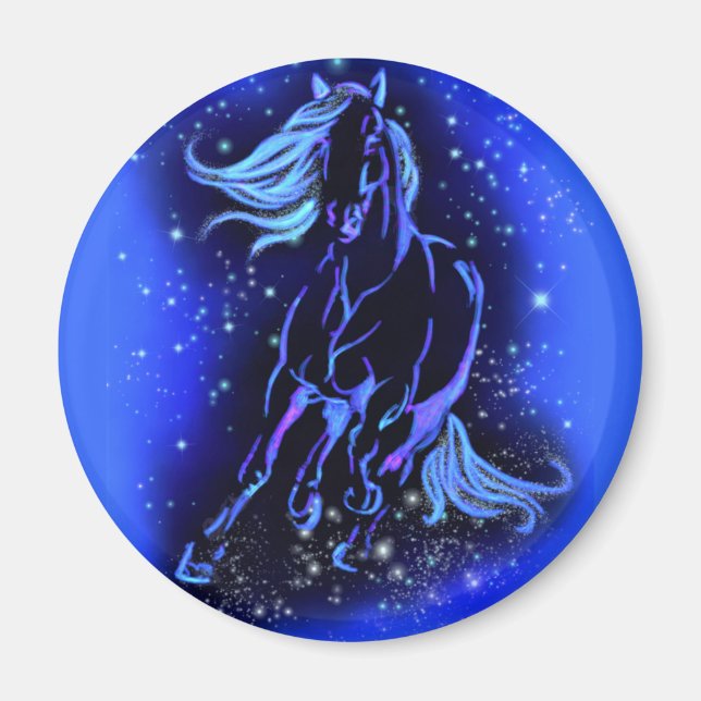 Running Horse Magnet Blue Starry Night (Vorne)