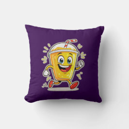 **Running Juice Cup Cartoon – Fun Street Drink Cha Kissen