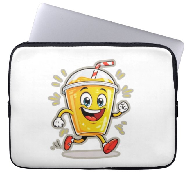 **Running Juice Cup Cartoon – Fun Street Drink Cha Laptopschutzhülle (Vorderseite)