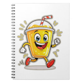 **Running Juice Cup Cartoon – Fun Street Drink Cha Notizblock