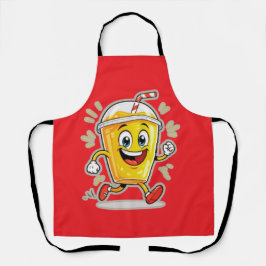 **Running Juice Cup Cartoon – Fun Street Drink Cha Schürze