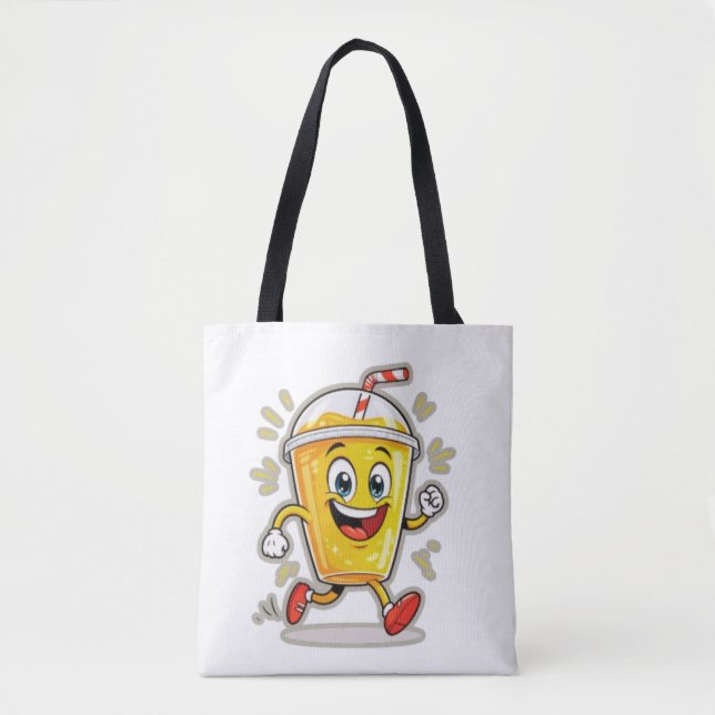 **Running Juice Cup Cartoon – Fun Street Drink Cha Tasche (Vorderseite)