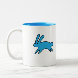 Running Little Blue Bunny Zweifarbige Tasse