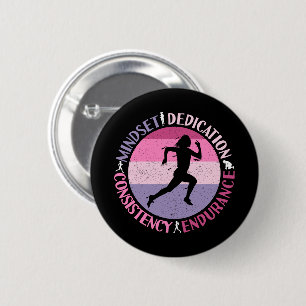 Running Mindset - Girly Runner Endurner Quote Button