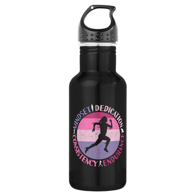 Running Mindset - Girly Runner Endurner Quote Edelstahlflasche (Vorderseite)