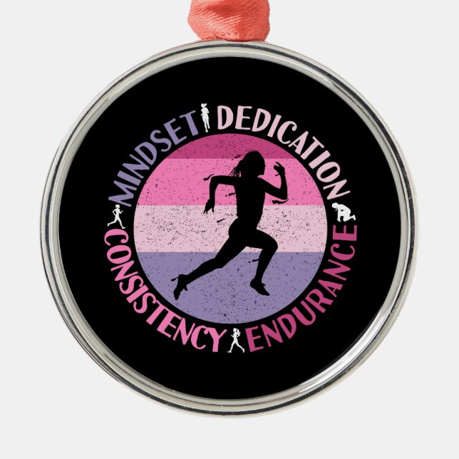 Running Mindset - Girly Runner Endurner Quote Ornament Aus Metall (Vorne)