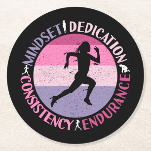 Running Mindset - Girly Runner Endurner Quote Runder Pappuntersetzer