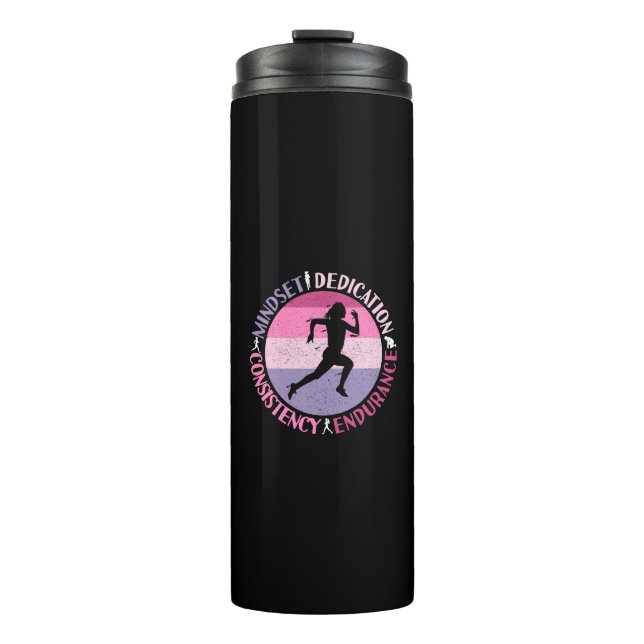 Running Mindset - Girly Runner Endurner Quote Thermosbecher (Vorderseite)