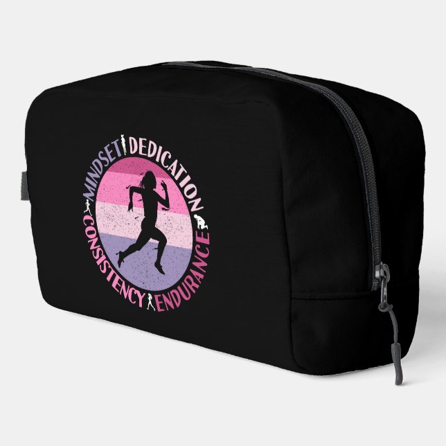 Running Mindset - Girly Runner Endurner Quote Waschbeutel (Rechte Ecke)