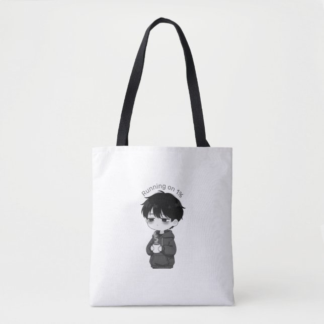 Running on 1 Percent Relatable Chibi Coffee Illust Tasche (Vorderseite)