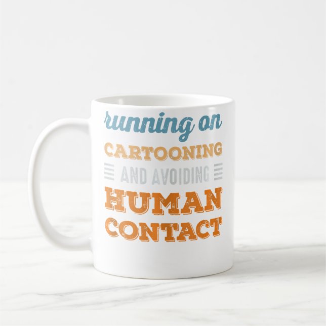 Running On Cartooning Social Introvert Humor Funny Kaffeetasse (Links)