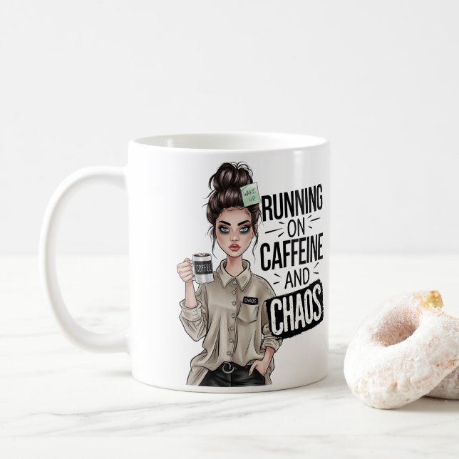 Running On Coffee And Chaos Kaffeetasse (Mit Donut)