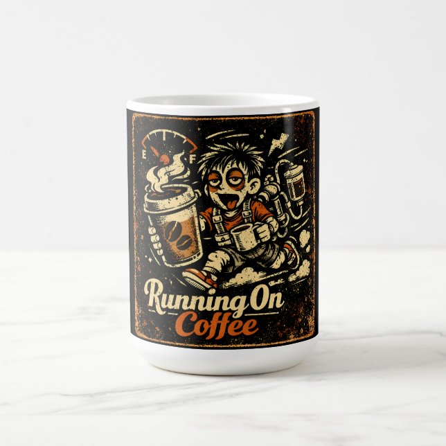 Running On Coffee – Caffeinated Humor Survival Kaffeetasse (Mittel)