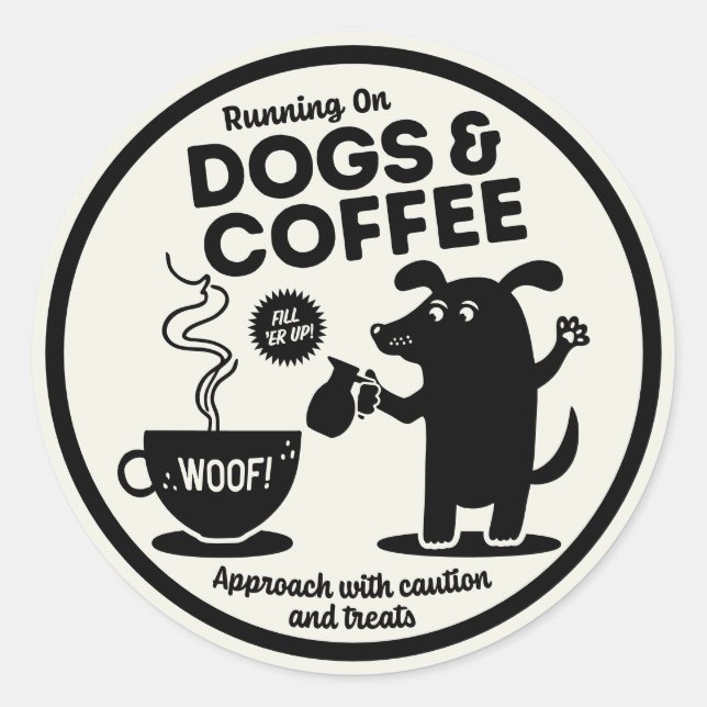 Running on Dogs and Coffee  Runder Aufkleber (Vorderseite)
