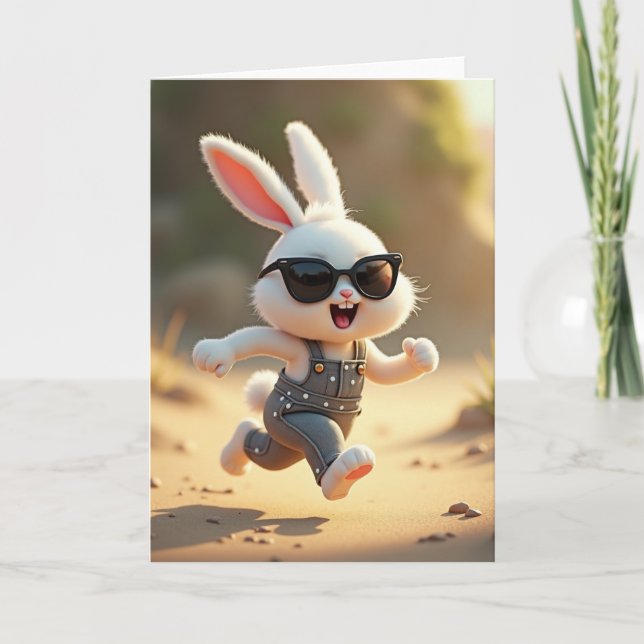 Running Rabbit Osterkarte Karte (Vorderseite)