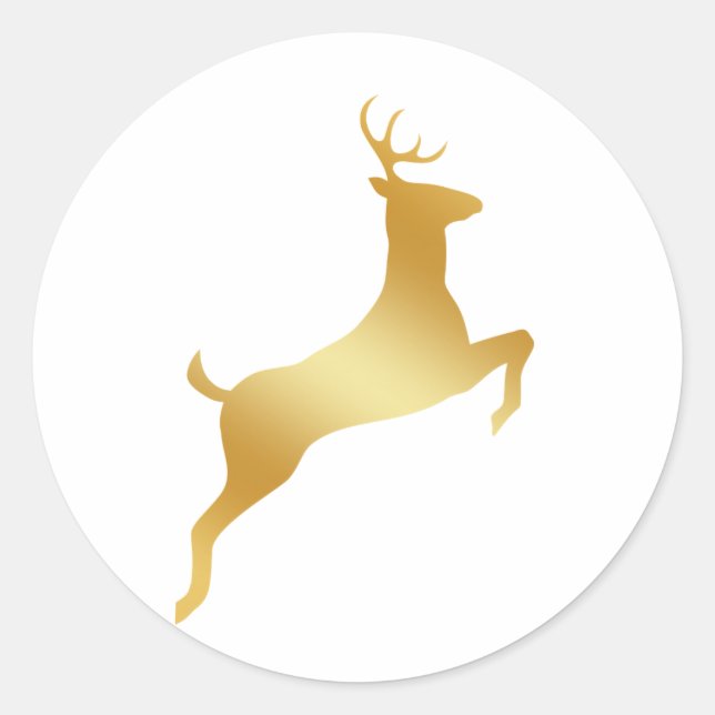 Running Rentier Gold Silhouette Runder Aufkleber (Vorderseite)