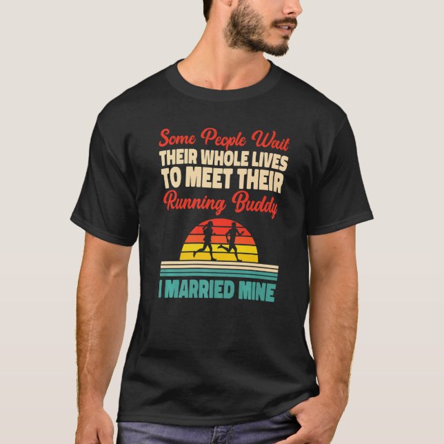Running Runner Half Marathon Hochzeit Husb T-Shirt (Vorderseite)