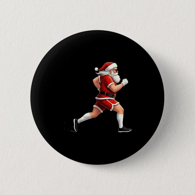 Running Santa Christmas Graphic Runner Run Maratho Button (Vorderseite)