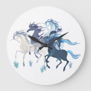 Running Unicorns clock Große Wanduhr