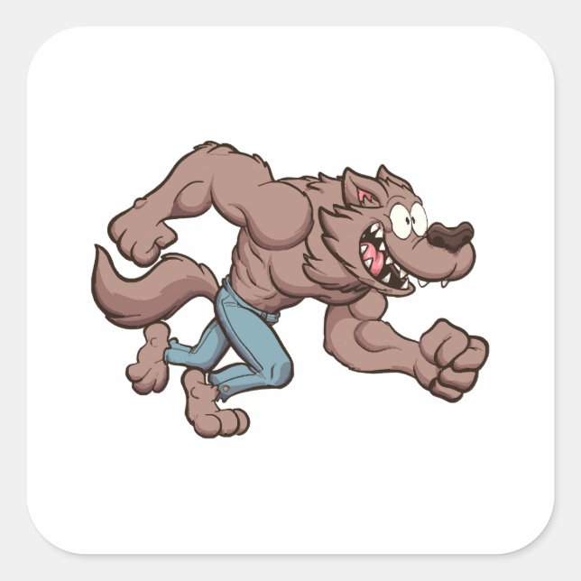 Running Werewolf Quadratischer Aufkleber (Vorderseite)