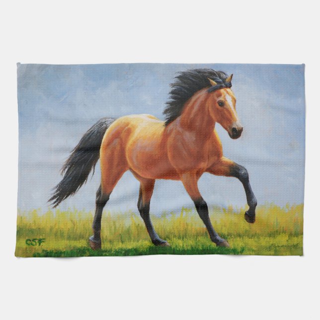 Running Wild Buckskin Horse Geschirrtuch (Horizontal)
