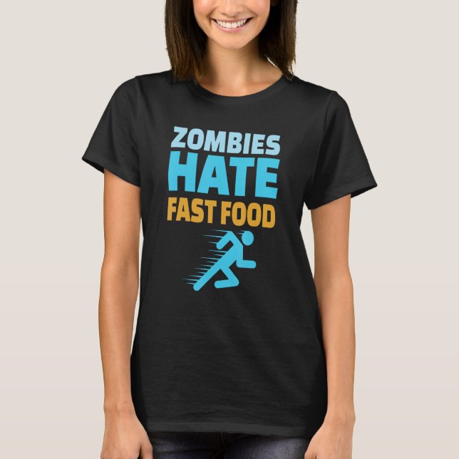 Running Zombies Hate Fast Food  Marathon Runner T-Shirt (Vorderseite)