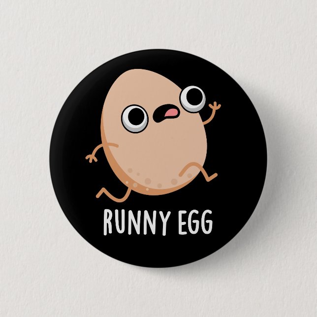 Runny Egg Funny Food Pub Dark BG Button (Vorderseite)