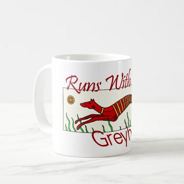 Runs mit Windhunden Kaffeetasse (Vorderseite Links)