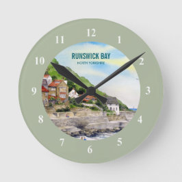 Runswick Bay North Yorkshire England Aquarell Runde Wanduhr
