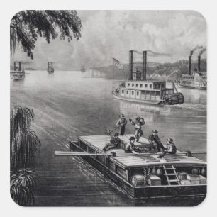 Runter am Fluss Quadratischer Aufkleber