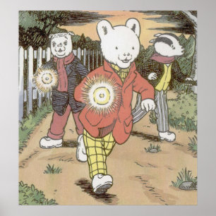 Rupert Bear Bill Badger und Algy Mops Poster